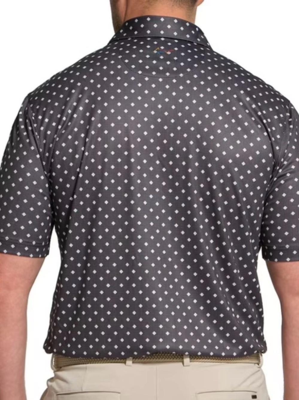 Greg Norman Men's Performance Golf Polo with White Diamond